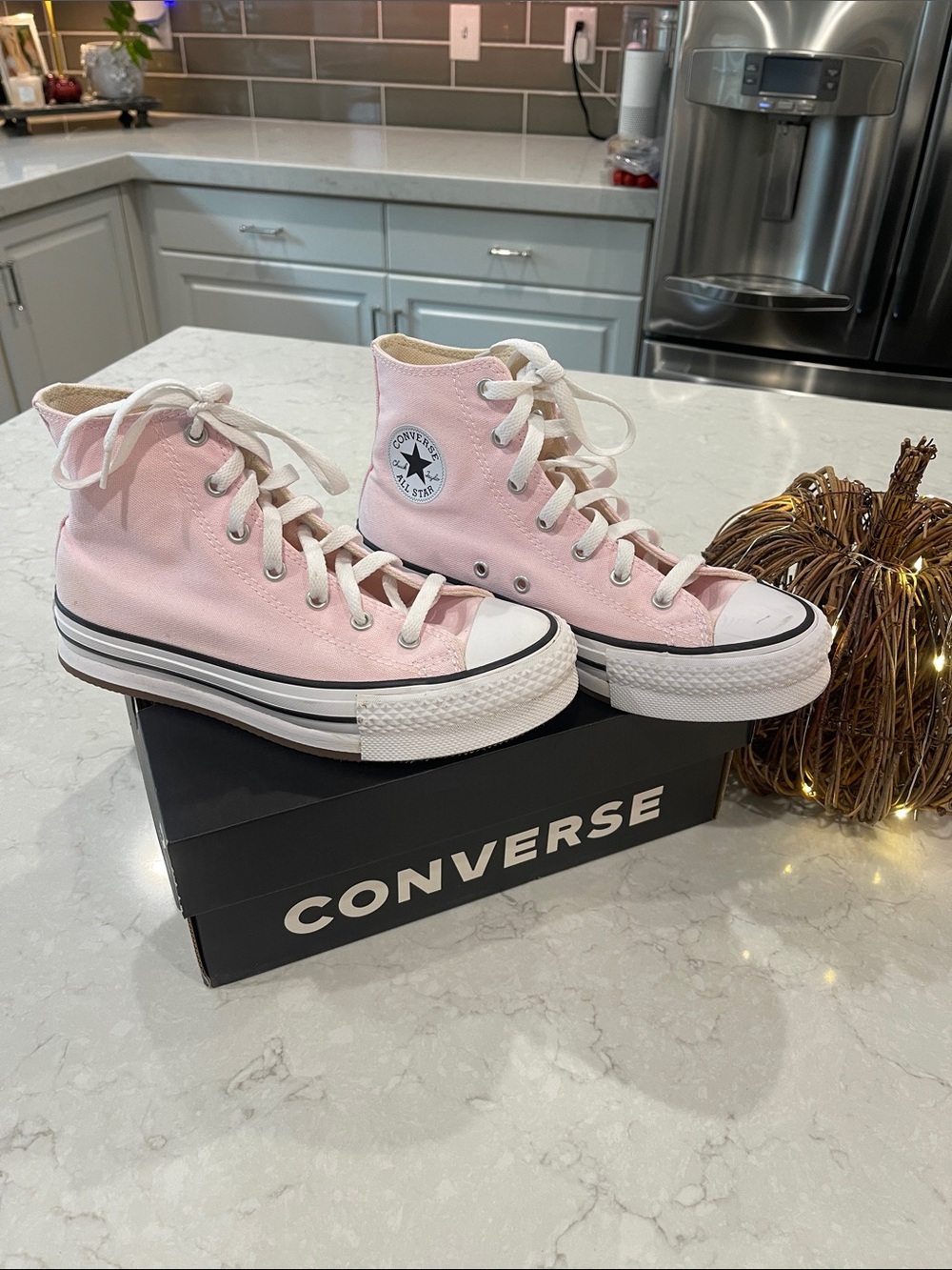 Converse Pink High-Top Platform Canvas Sneakers